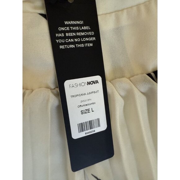 Fashion Nova Tropicana Jumpsuit Large NWT Halter Palazzo Wide Leg Cut Out Sexy - Picture 9 of 9